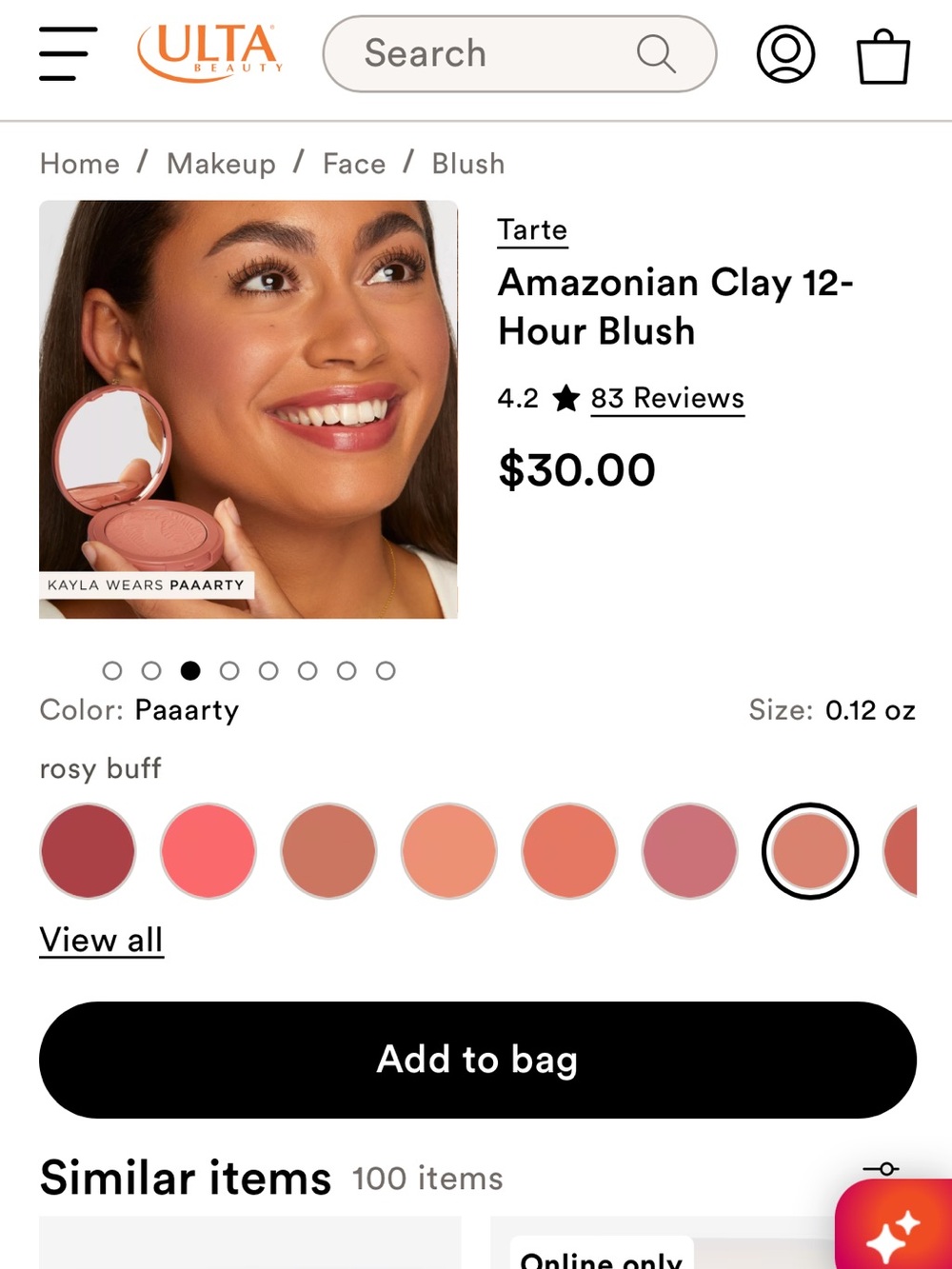 tarte Amazonian Clay Blush — Paaarty Rosy Buff Pink